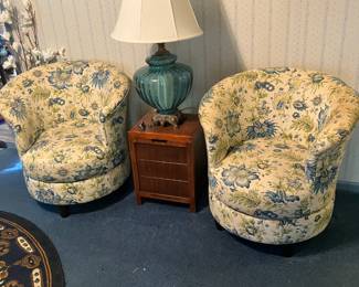 2 MCM Swivel Upholstered Chairs