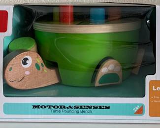 TURTLE POUNDING BENCH: Fine Motor Skills Toys - Baby hold the wooden toy hammer to strike the colorful non-removable wood pegs, as the pegs go up and down, turtles head, tail and legs will pop up. can easily attract little ones’ attention and offer them enormous amounts of fun with the wooden baby toys. This toy can help promote little one's hand-eye coordination, improve their dexterity and exercise their muscle when you little kids pound the pegs with the hammer. The pounding bench wooden toy is made of natural environmental protection materials and stained with non-toxic water-based with well-polished surfaces, safe for your child.