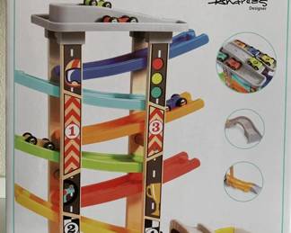 MEGA RAMP RACER: DEVELOP COGNITIVE SKILLS: Get set and go! This toy for boy and girl’s need to practice independence and will keep them busy while you are dealing with other chores. Each car flips at the end of a ramp to continue to the next. Learn about cause and effect with this fun Wooden Toddler Race Track from Top Bright! Choose a car, release cars at top of the ramp and let the racing begin! The play set also includes an extra bridge and a parking lot