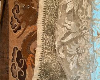Lots of antique textiles (silk, beaded, & needlework)