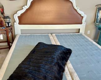 King size bed (with boxspring, no mattress) and faux fur duvet cover