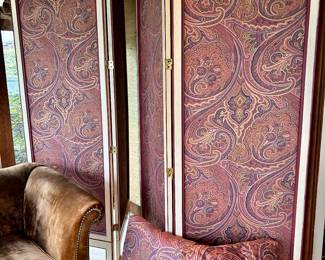 Pair of paisley print room dividers