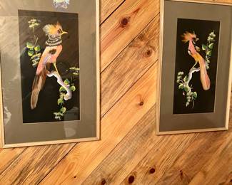 Retro pictures of birds (real feathers)