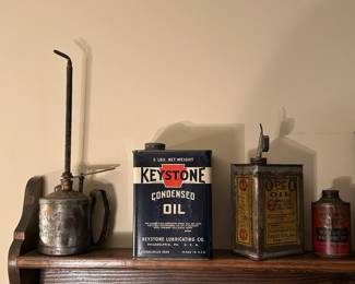 Golden Rod Pump Oiler | Keystone Condensed Oil | Opco Oil Can | Boyer’s Motor and Machine Oil Can
