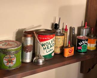 Texaco Motor Cup Grease | Wolf's Head Lube | Rawleigh's Ideal Oil | Hoppe's Lubricating Oil | Bardahi Top Oil and Valve Lubricant | Singer Sewing Machine Oil | Signal Household Oil