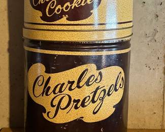 Vintage Charles Pretzels and Charles Cookies tins