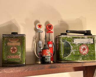 Texaco Port Arthur Oil Can | Texaco Home Lubricant | Texaco Sky Chief | Phillips 66 Pump | Texaco Handi Grip Can