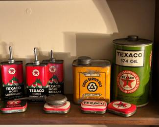Texaco Home Lubricant Cans | Cities Service Oil Tin | Texaco 574 Oil Can