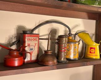 Vintage Oil Pump Dispenser | Val-Oil Can | Thumb Pump Singer Can | Oiler Cans | Shell Pint Pourer