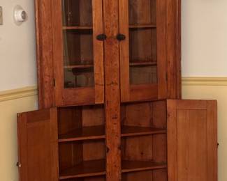 Antique Rustic Corner Cabinet