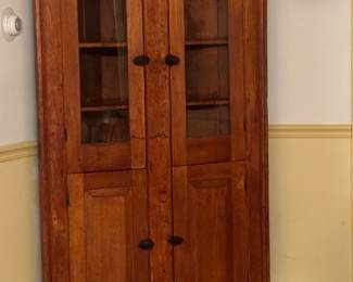 Antique Rustic Corner Cabinet