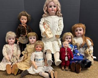 Antique German Bisque Dolls and vintage Monica. 