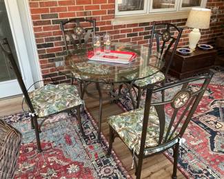 METAL AND GLASS PATIO SET