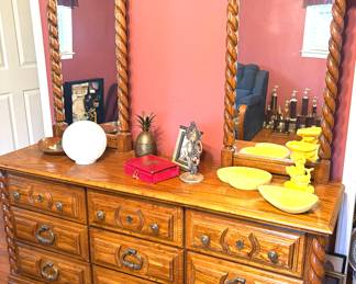 Barley twist accents Lea Furniture dresser with mirrors