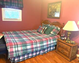 Vintage Lea Furniture Queen bed and nightstand 