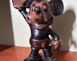 Vintage Cast Iron Mickey Mouse Piggy Bank  - Cast Iron Heavy - 9 Tall