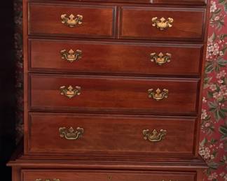 Bedroom suit: Queen Anne High Boy (chest of drawers)