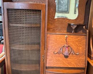 Unique antique writing desk with book shelf.