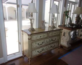 Painted Front Dresser, Lamps