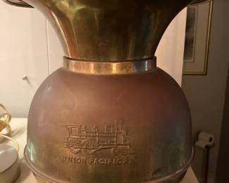 Brass Union Pacific Railroad Spittoon 10” tall.