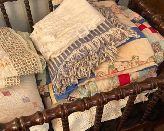 Antique quilt tops, woven coverlets, porch quilts 
