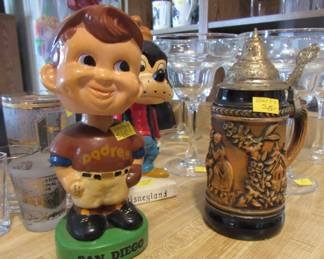 Vintage bobbleheads and Stein
