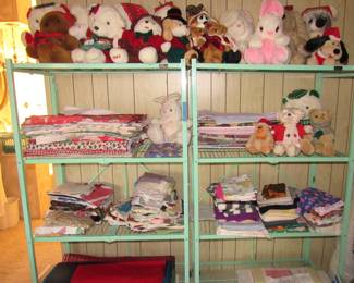 Master bedroom with sewing notions, fabric and stuffs!