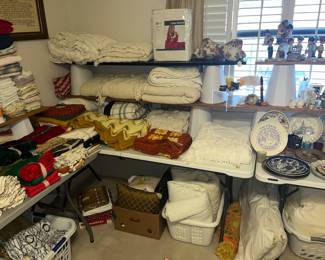 Lots of fine linens, blankets, towels & more