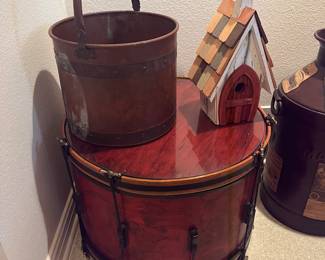 Real Drum table & copper bucket