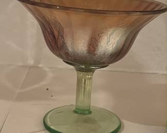FENTON Uranium Carnival glass compote
