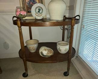 Lovely serving cart with burl-inlay top!