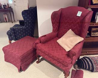 Wing back chair & ottoman