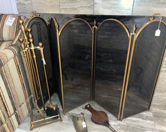 Fireplace screen and tools