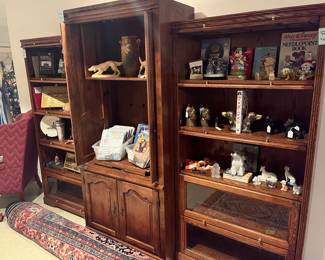 Matched pair of 5-door Barrister cases on each side of a TV cabinet