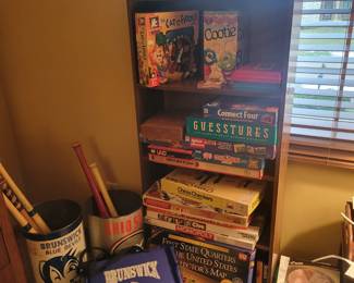 Vintage sports equipment and games.