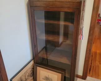 Antique Curio Cabinet Bookshelf With Wavy Glass. Well Over 100 Years Old!