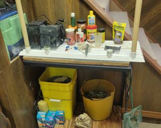 Fish aquarium stand and equipment.