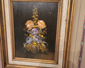 A wonderful still life oil on canvas signed Van Doren. This magnificent realist painting depicts a beautiful highly detailed bouquet of flowers in a vase