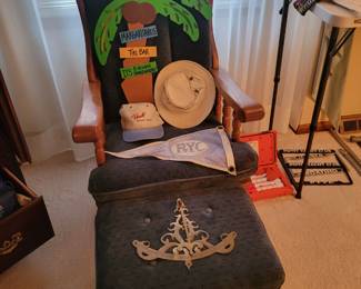 Glider rocker with footstool.