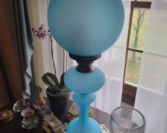 Beautiful blue French table lamp.