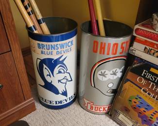 Brunswick blue devils and Ohio state round trash cans!