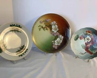 Three VTG Hand Painted Plates