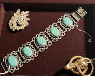 Danecraft Sterling Silver & Faux Turquoise Bracelet