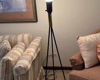 MCM Tripod Base Floor Lamp with Glass Lamp Shade