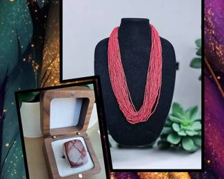 Noreena Jasper MultiStrand Seed Bead Necklace  Tested