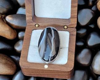 Polished Banded Black Onyx Ring Tested