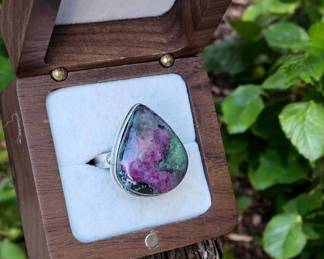 Tear Drop Ruby Fuchsite Ring Tested