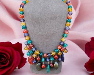 Vintage Colorful Lucite Necklace 