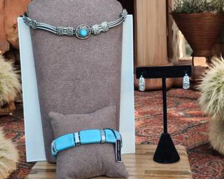 Lucite Bracelet Choker Necklace  Hoop Earrings