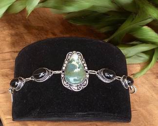 Moss Agate With Black Onyx Bracelet Tested